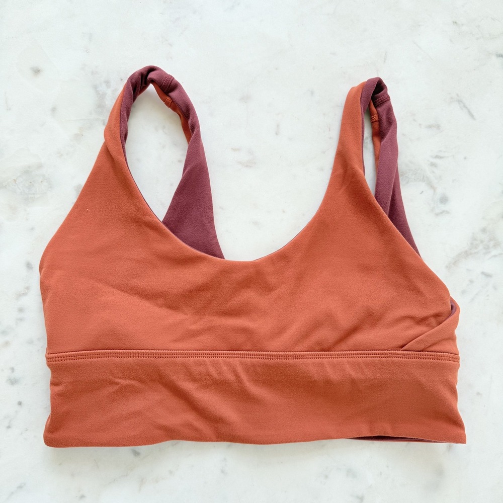 Lululemon Align Bra Reversible Orange Rust Red Linen Size 8